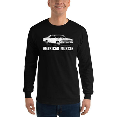 man modeling 1966 Chevelle Long Sleeve T-Shirt in black